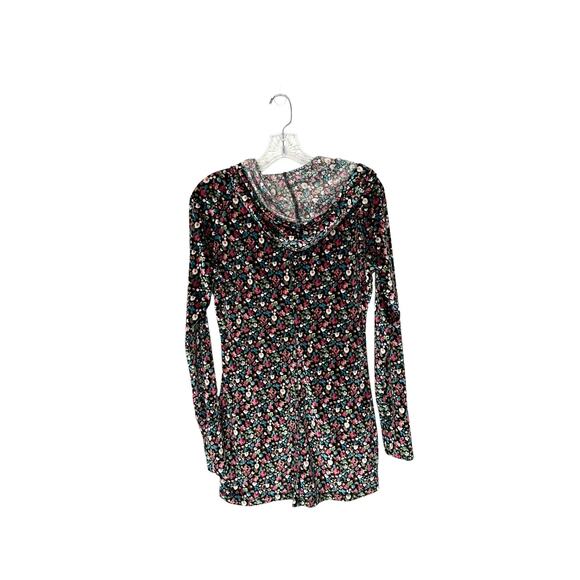 Betabrand Black Dark Floral Velvet Tunic Pullover Sweatshirt Hoodie Size Small - Picture 8 of 11